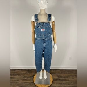 IKEDA Vintage 90's Cargo Cropped Denim Overalls Wide Straight Leg Women M